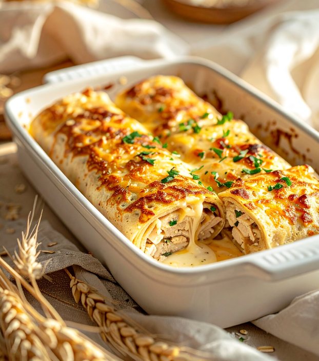 Запечённые блинчики с курицей и сыром